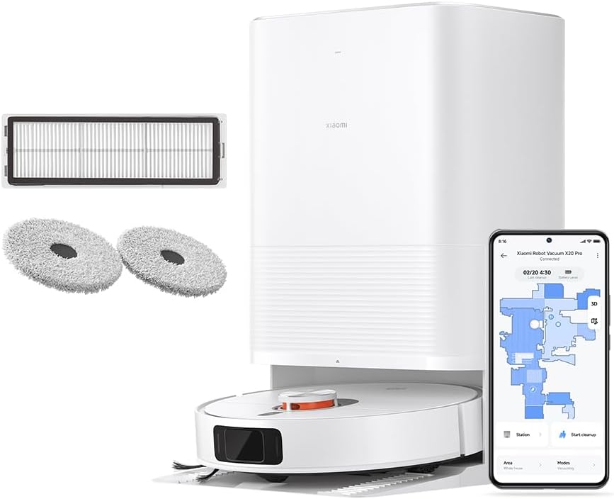Xiaomi Robot Vacuum X20 Pro – 7000 Pa Saugleistung, duales Moppsystem, 75 Tage Staubbehälterkapazität, 4 Reinigungsmodi und 5200mAh Akku für eine gründliche und smarte Reinigung im Haushalt