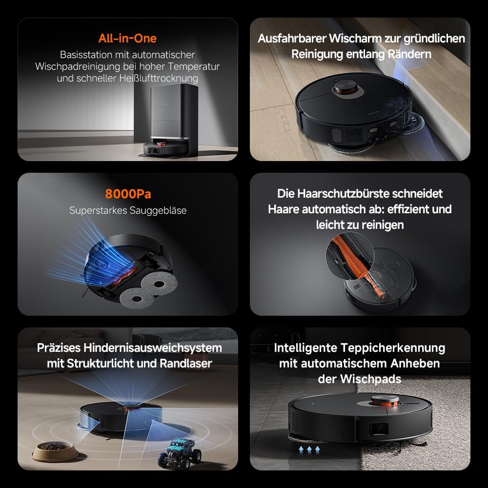 Xiaomi Robot Vacuum X20 Pro – 7000 Pa Saugleistung, duales Moppsystem, 75 Tage Staubbehälterkapazität, 4 Reinigungsmodi und 5200mAh Akku für eine gründliche und smarte Reinigung im Haushalt