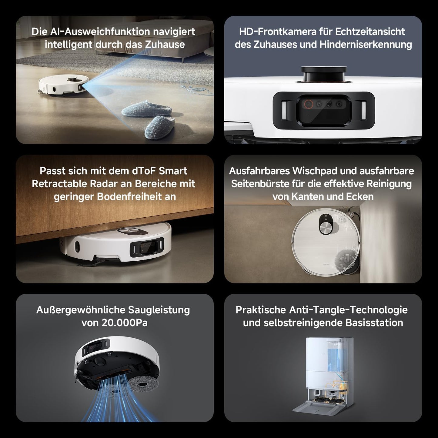 Xiaomi Robot Vacuum X20 Pro – 7000 Pa Saugleistung, duales Moppsystem, 75 Tage Staubbehälterkapazität, 4 Reinigungsmodi und 5200mAh Akku für eine gründliche und smarte Reinigung im Haushalt