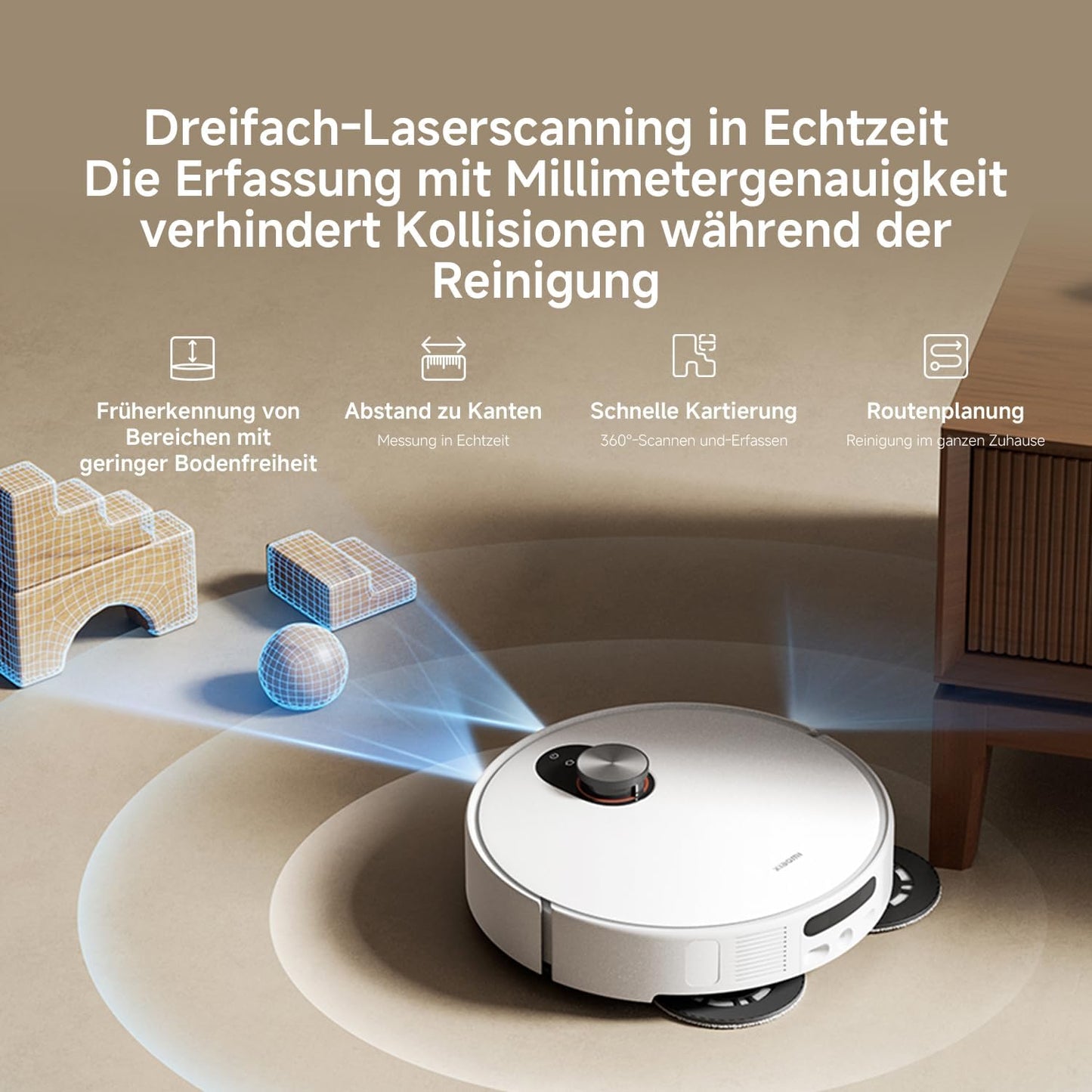 Xiaomi Robot Vacuum X20 Pro – 7000 Pa Saugleistung, duales Moppsystem, 75 Tage Staubbehälterkapazität, 4 Reinigungsmodi und 5200mAh Akku für eine gründliche und smarte Reinigung im Haushalt